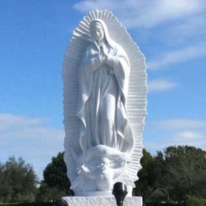 Life size Our Lady of Guadalupe natural white marble statue sculpture