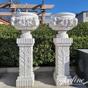 Outdoor Large Marble Flower Pots Home Garden Decor Wholesale MOKK-843