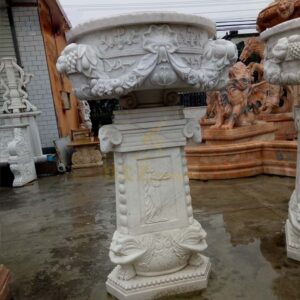 Hand Carved Garden Decorate Marble Stone Flowerpot