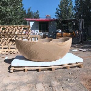 Customized Solid Surface Wood Grain Stone Bathtub