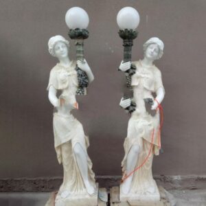 Luxury White Marble Beautiful Lady Statue Stone Column