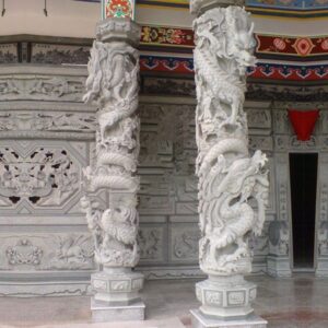 Natural Stone Dragon Pillar Column Carving