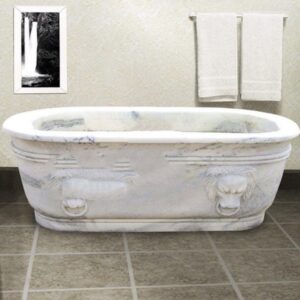 High Quality Simple White Marble Lion Head Bathtub