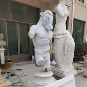 Marble and stone bull man roman nude torso sculpture art