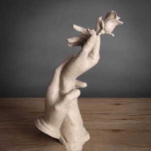 Marble hands holding rose statue home decor