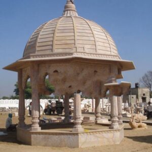 European Style Outdoor Solid Roof Marble Stone Pillar Gazebo