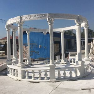 Outdoor Decorative Carved White Marble Stone Gazebo For Sale