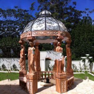 Hand Carved Marble Figure Gazebo For Garden Or Outdoor