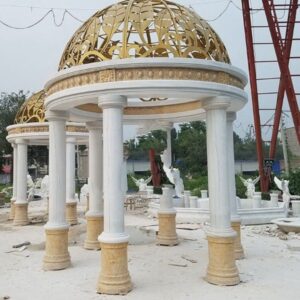 Hand Carved Stone Garden Products White Marble Column Gazebo